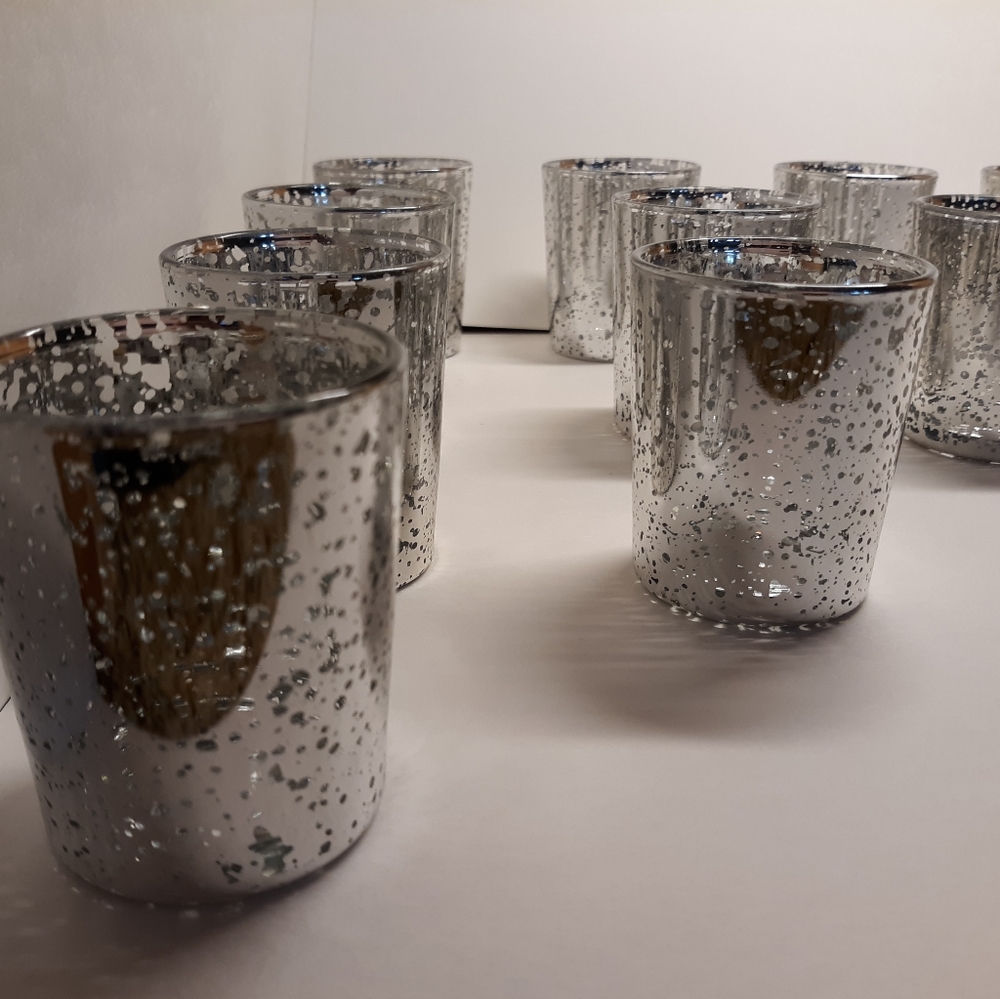 9 mercury glass votives